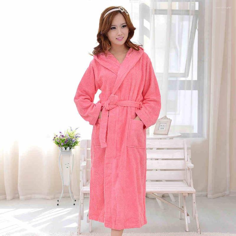

Women's Sleepwear Hooded Women Bathrobe Cotton Long Soft Thicken Warm Nightgown Ladies Towel Fleece Home El Red Blue, Pink