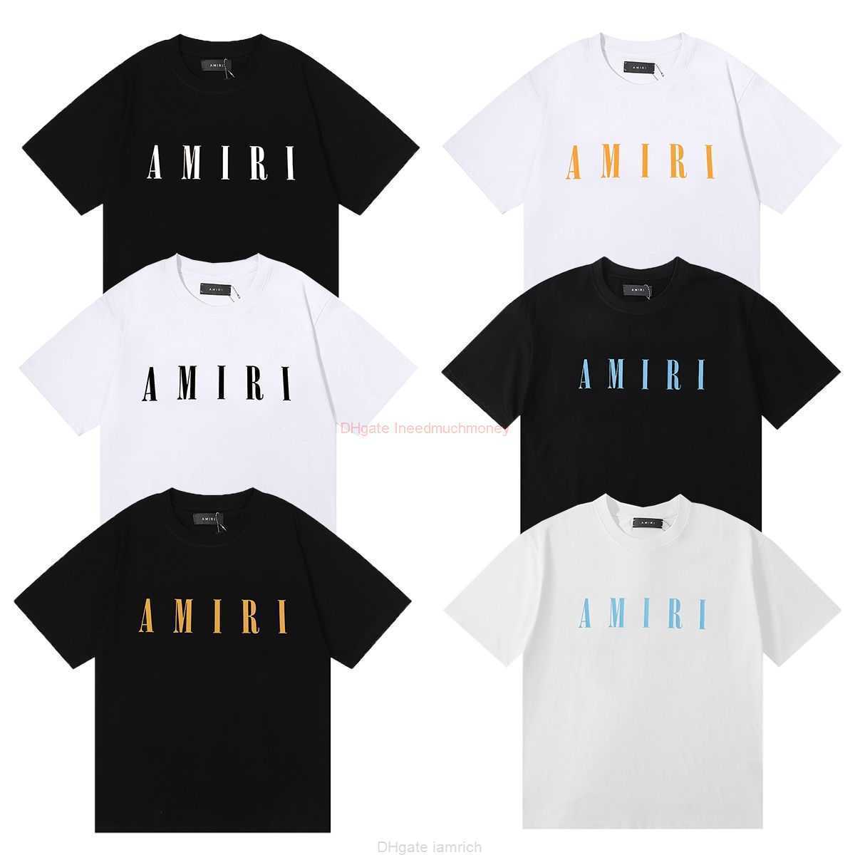 

Designer Fashion Clothing Amires Tees Am Tshirt Small Beauty Trend Amies Simple Printing High Weight Pure Cotton Double Yarn Half Sleeve Short Sleeve Tshirt for Men W, Black print white