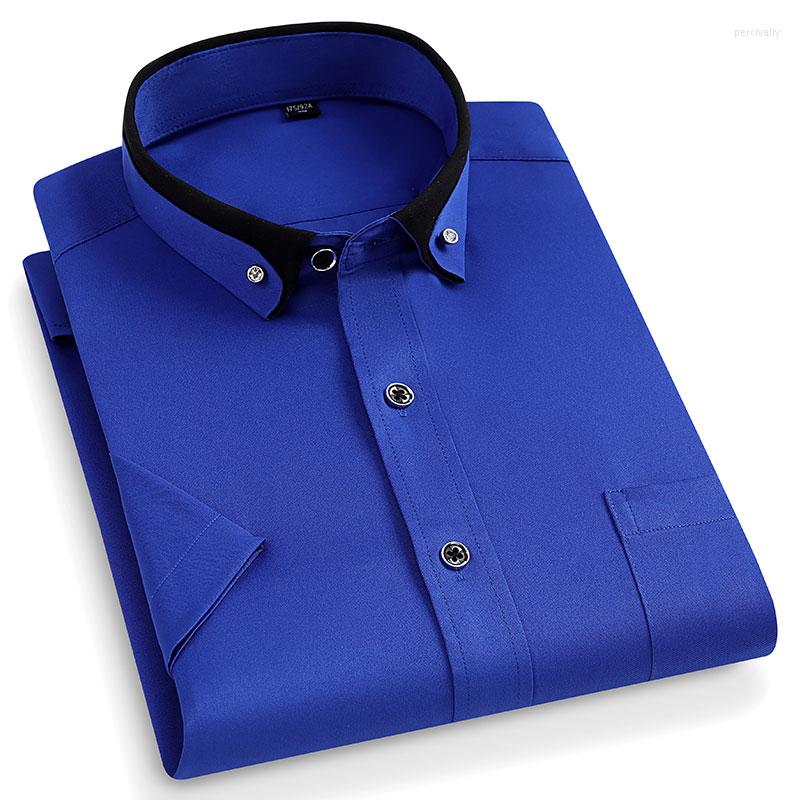 

Men's Dress Shirts Men's Summer Business Short Sleeve Thin Slight Stretch Elegant Formal Social Casual Shirt For Man Single Pocket, Short shirt 2