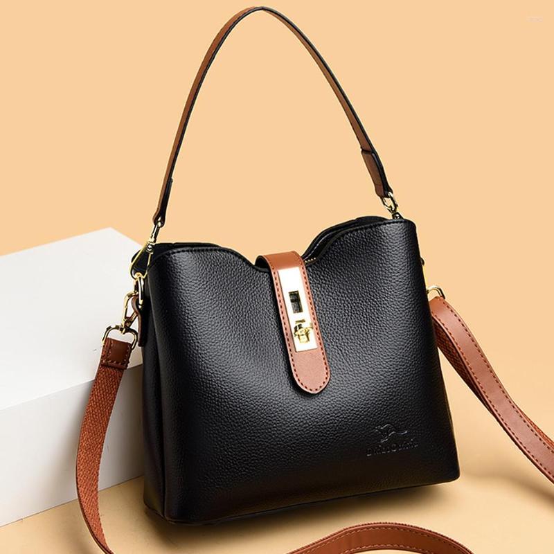 

Evening Bags 3 Layers Shoulder For Women 2023 Trend High Quality Leather Messenger Tote Bag Luxury Designer Handbags Purses, Black