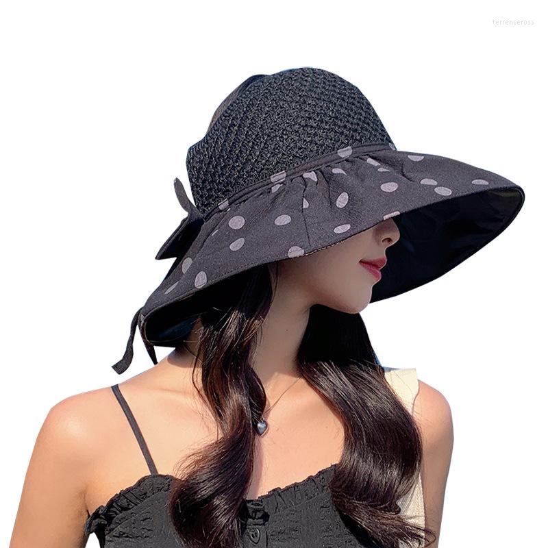 

Wide Brim Hats Bow Sunhat Women's Vinyl Big Fisherman Hat Summer Fashion Face Covering Air Top Sun Protection