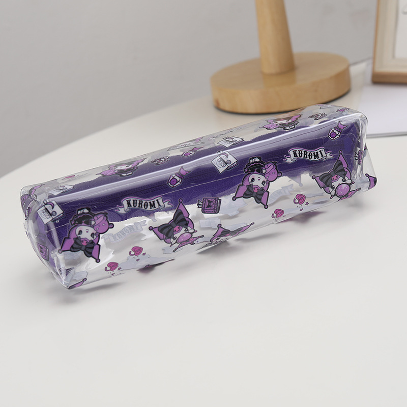 

Ins Fashion Pencil bags Girls Cute transparent Pencil Bag Girl Kuromi Print Accessories bags big Capacity, Purple
