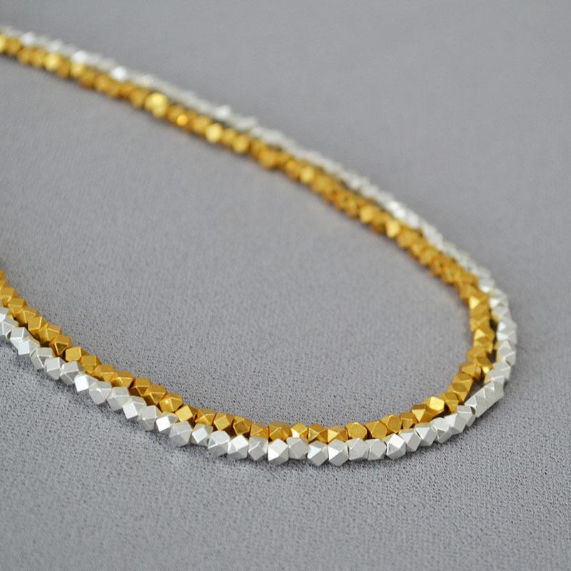 

Necklaces LONDANY necklace Japanese and Korean retro minority cool wind irregular cut square beads silver brass simple necklace female