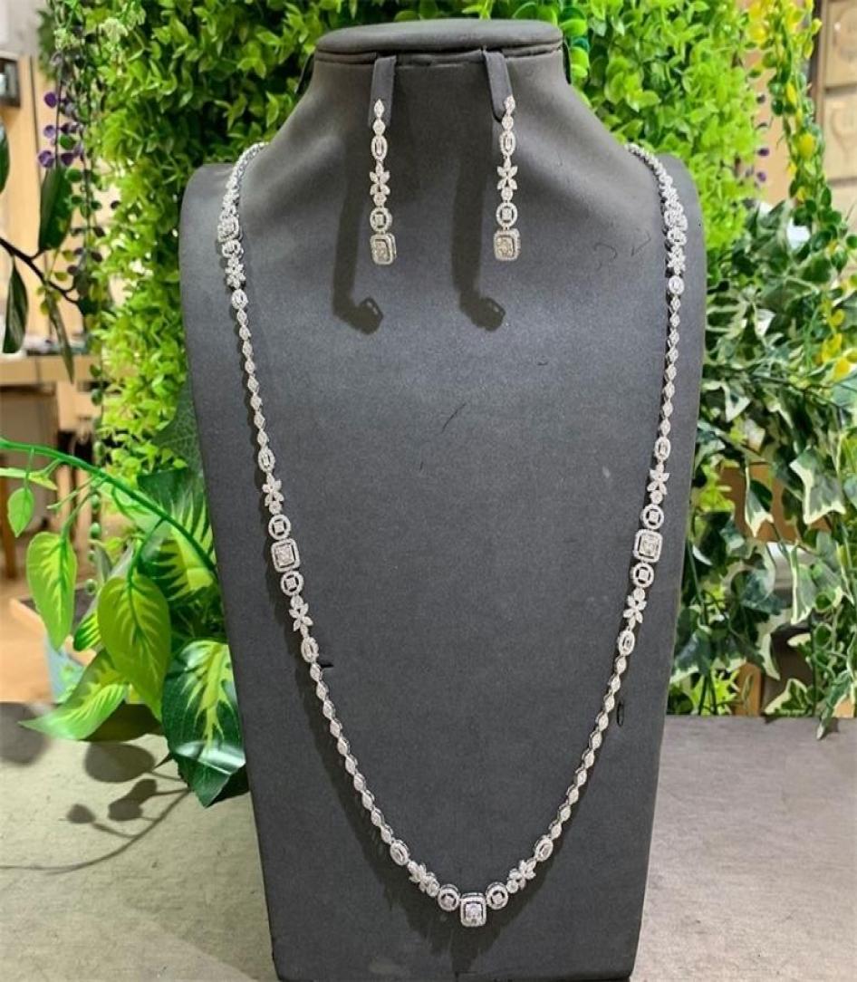 

Wedding Jewelry Sets GODKI Trendy Sweater Long Necklace Earring For Women Party Zircon CZ African Dubai Bridal 2211155967925