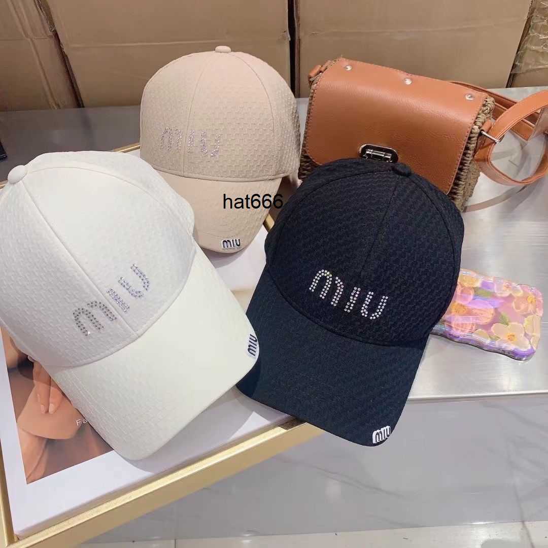 

23s Miu Miao baseball cap female summer fashion brand hard top letter cap, Black