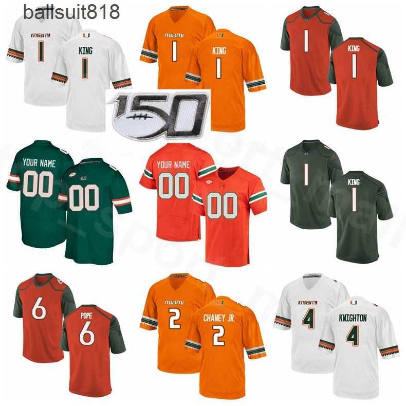 

NCAA College Football Miami Hurricanes 23 CamRon Harris Jersey 1 DEriq King 6 Mark Pope 4 Jaylan Knighton 2 Donald Chaney Size S-3XL, Green