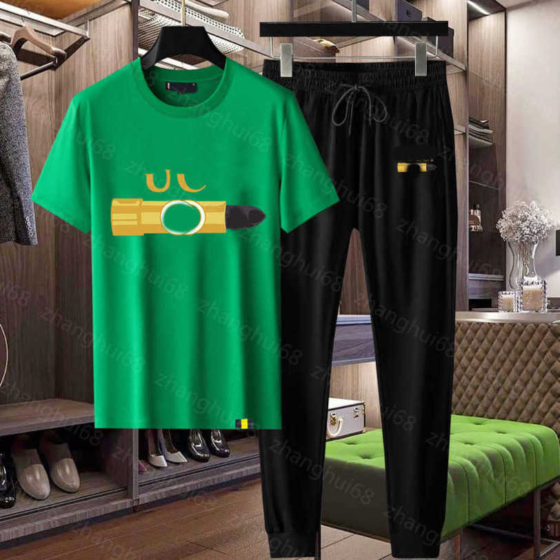 

23ss Mens designer Tracksuit mens tracksuit Round neck Pure cotton lipstick letter logo print Short sleeve t-shirt Elastic waist trousers set men clothes a1