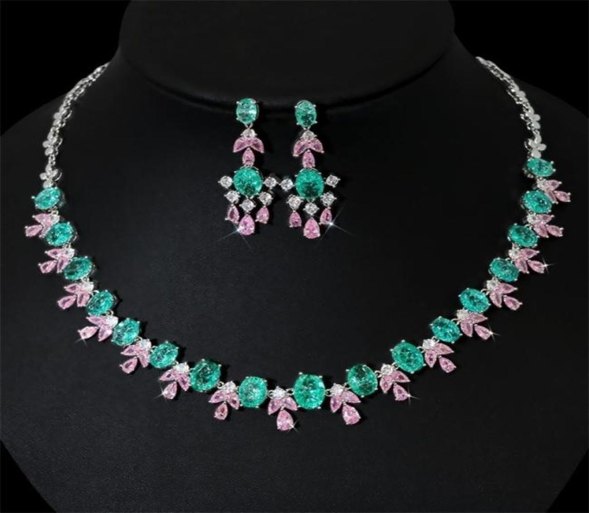 

Wedding Jewelry Sets Advanced Green CZ Luxury African For Women Party Zircon Crystal Dubai Bridal Set Gift 2211156311040