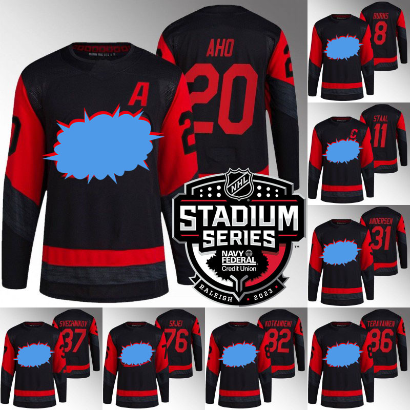 

Carolina 2023 Stadium Series Jersey Hurricane Sebastian Aho Brent Burns Andrei Svechnikov Jaccob Slavin Brady Skjei Teuvo Teravainen Martin Necas Jesper Fast, 82 jesperi kotkaniemi