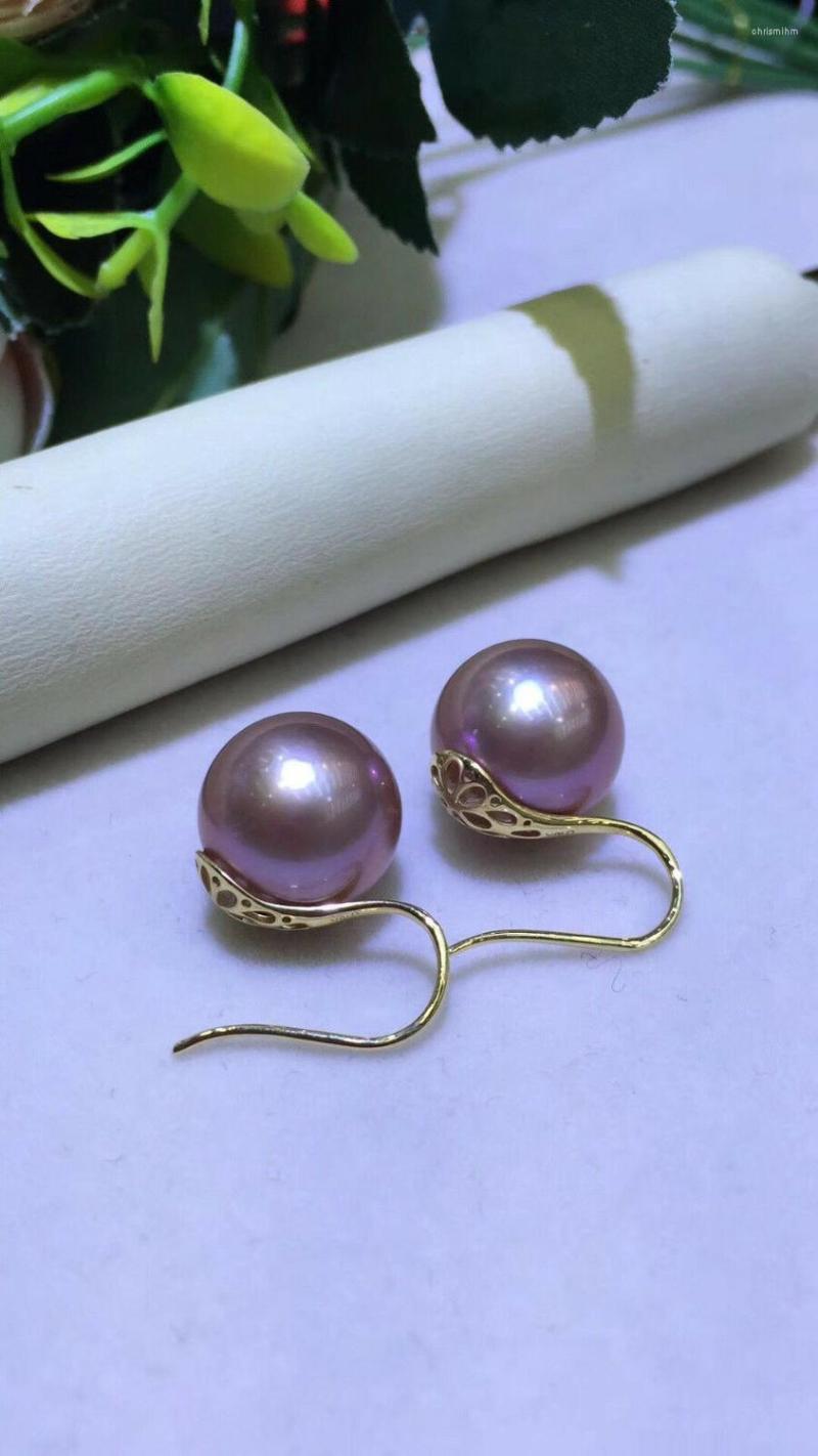 

Dangle Earrings Charming 9-10mm South Sea Round Lavender Pearl Earring 14k