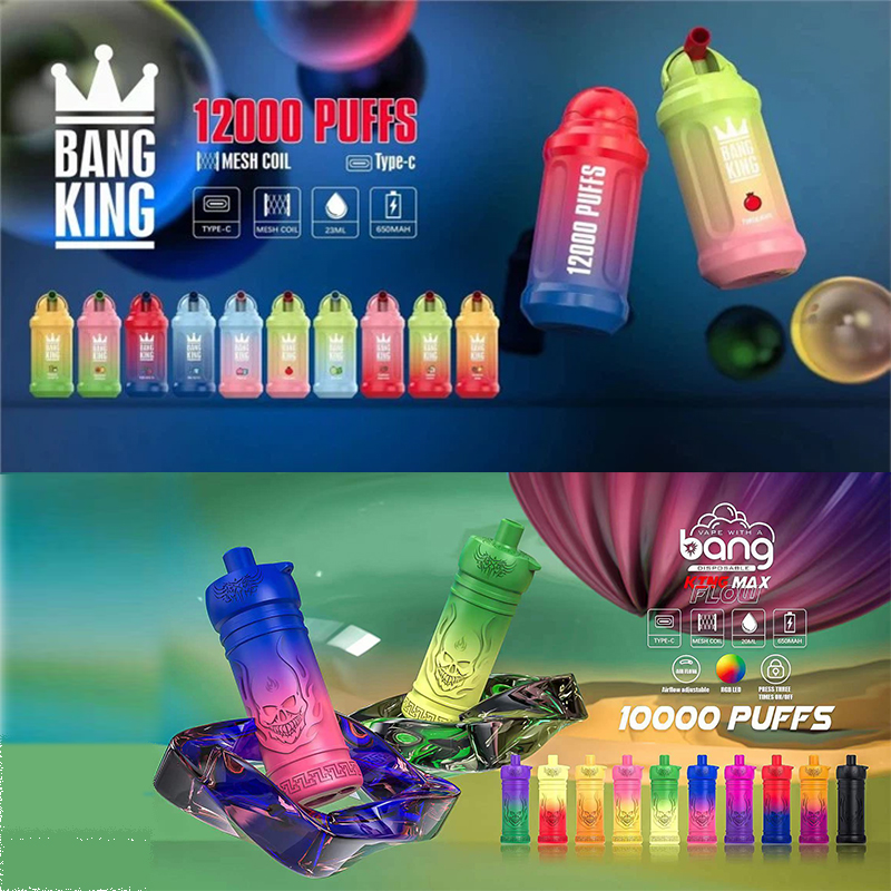 

Original Bang bar Disposable E cigarette 10000 / 12000 puffs king huge vape pen 10k 12k puff 20ml pre-filled cartridges pods 850mAh recharger devices 0%-5%