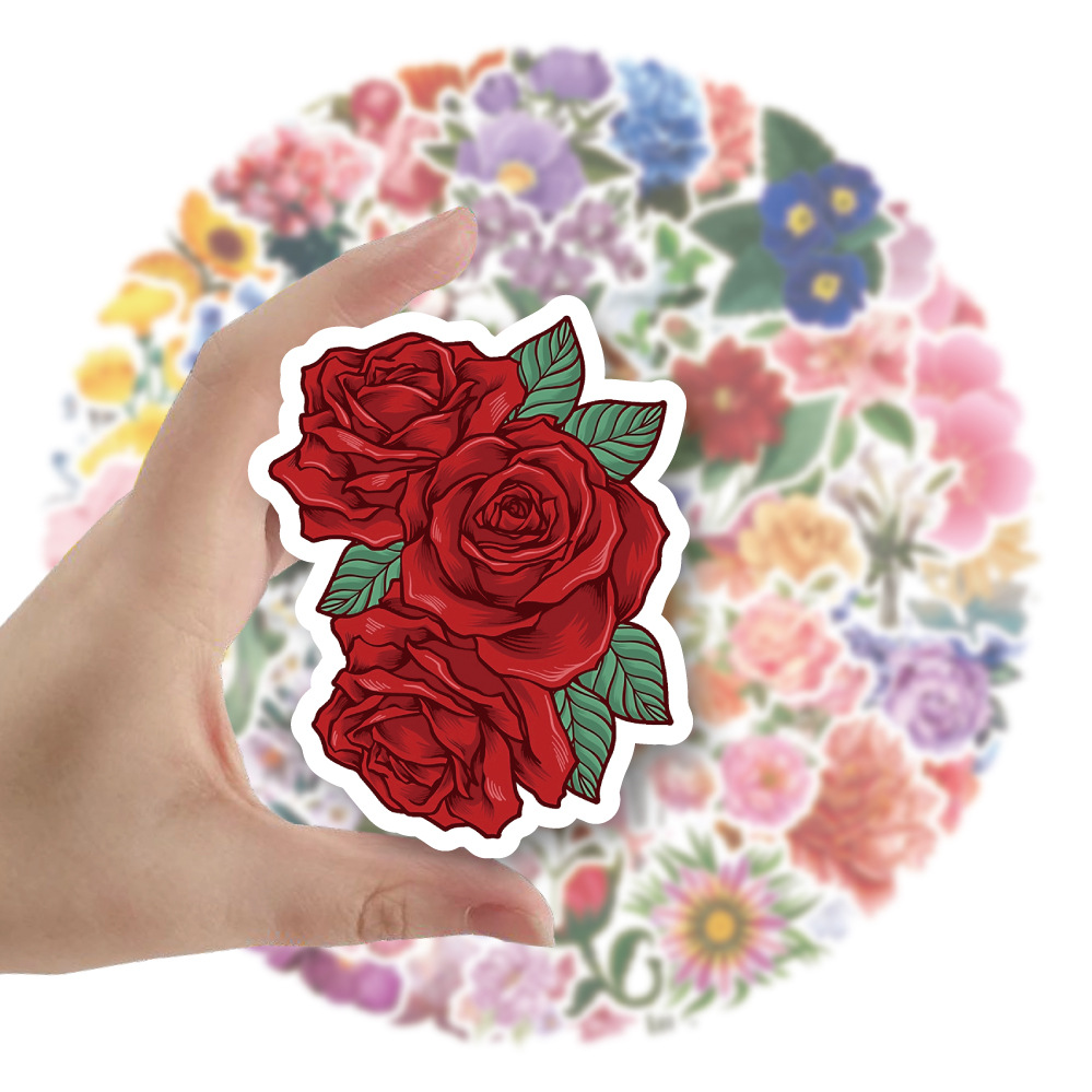 

60Pcs Cartoon Flowers Stickers Skate Accessories Waterproof Vinyl Sticker For Skateboard Laptop Luggage Bicycle Motorcycle Phone Car Decals