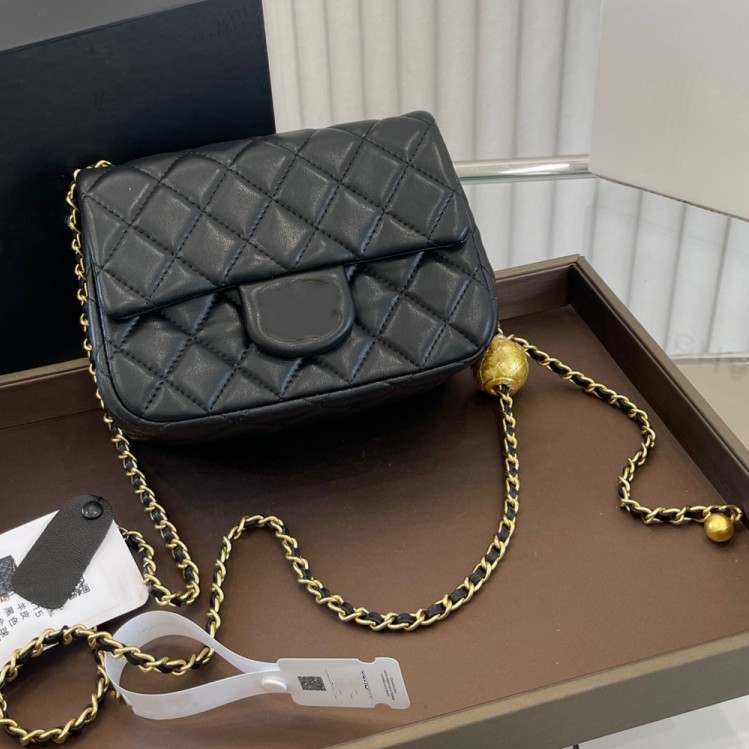 

Designer Bags Handbag Cross body Bag Women High Quality Channel Lambskin Leather Shoulder Clutch Flap Mini Wallet on Chain Gold Ball Purse Plaid Quilted Summer, Pink