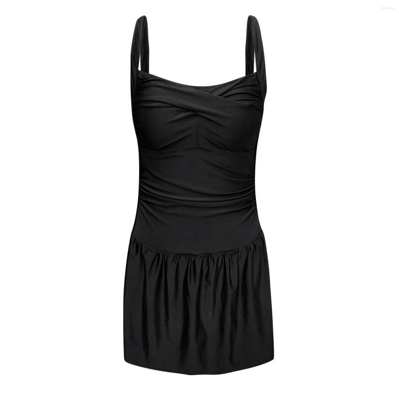 

Women's Swimwear Women'S Dress Swimsuit Spring Conservative Suspender Boxer Bikini Skirt Men's Jean Shorts, Black