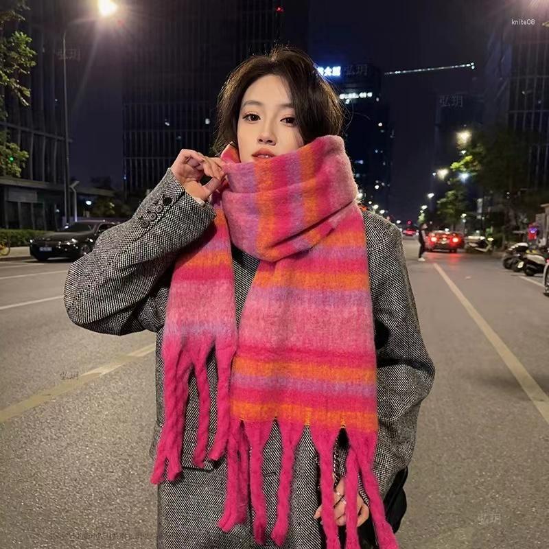 

Scarves Korean Version Of The Striped Color Scarf For Men And Women In Autumn Winter Fashion Warm Fringe European American