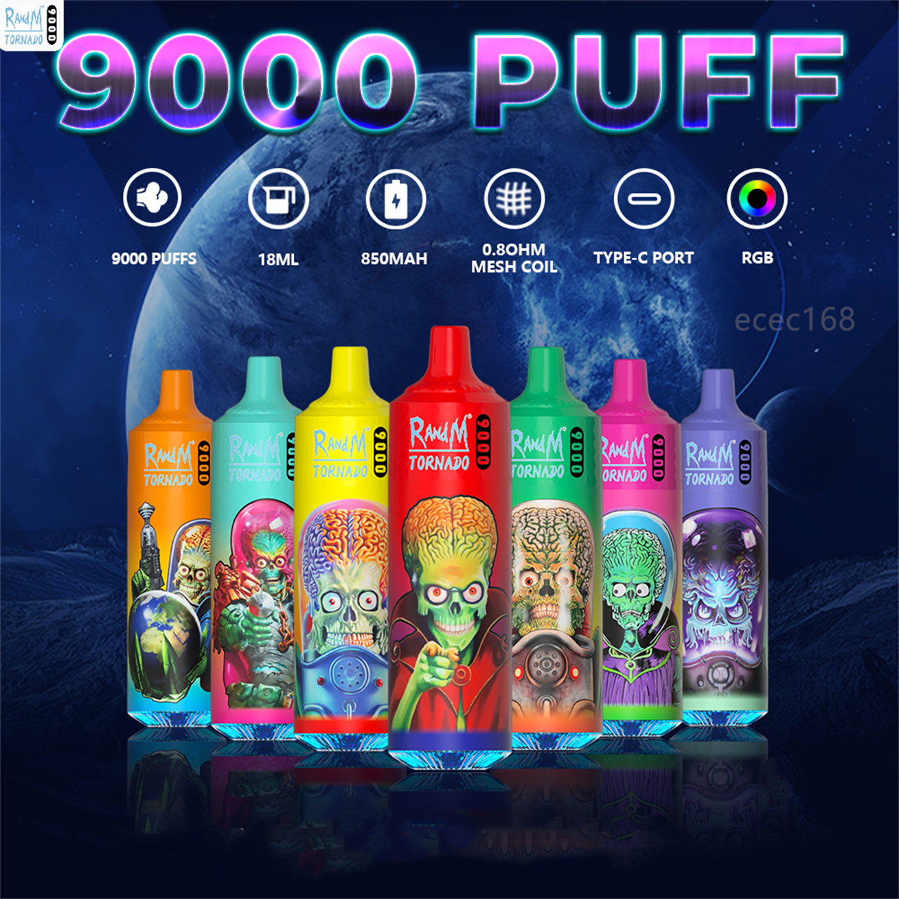 

puff 9000 original randm tornado 9000 puffs disposable vape puff 9k e cigarettes desechable Pod Cigarettes 14ml Pod Mesh Coil 6 Glowing Rechargeable no duty 0% 2% 5%