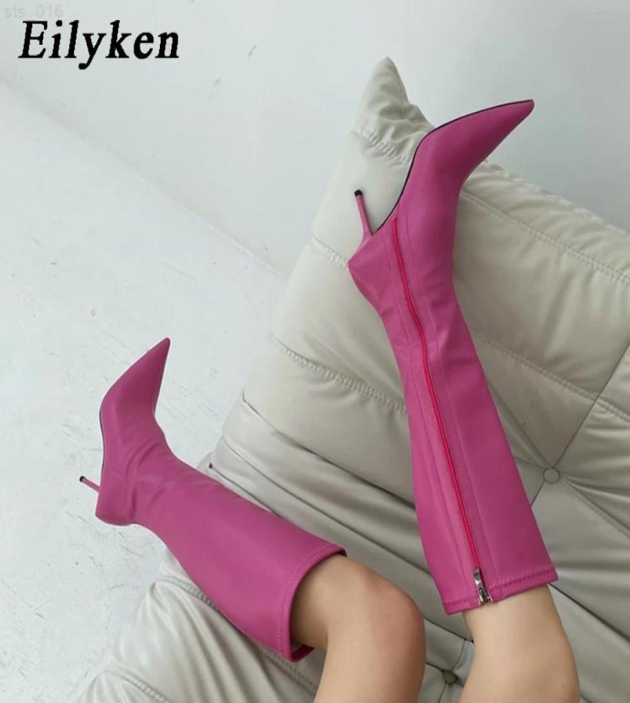 

Eilyken 2022 New Green Pointed Toe High Boots KneeHigh Boots Sexy High Heels Boots New Women Botas MujerT2207184438635, White