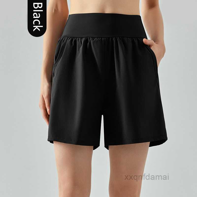 

Yoga Outfits lu Wide waist yoga shorts women' outer wear abdominal retraction running sports five point pants loose fitness casual pants