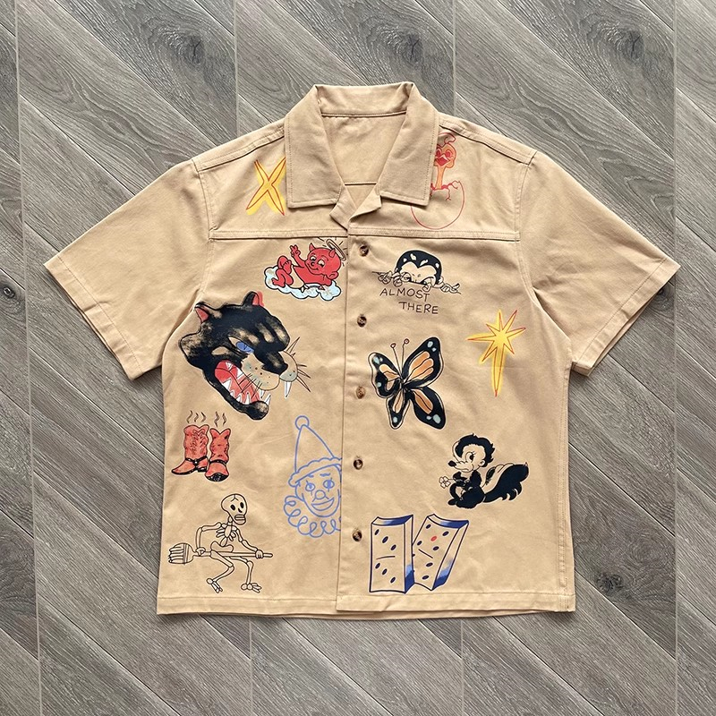 

Yellow Graffiti Short Sleeve Shirt Men Women High Quality Shirts Tee