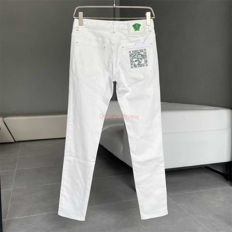 

Designer Clothing Amires Jeans Denim Pants Amies 2022 Autumn New Premium White Jeans Mens Fashion Brand Embroidery Slim Fit Small Feet Fashion Pants Distressed Ripp