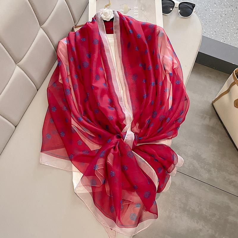 

Scarves 135x190CM Women Soft Yarn Print Silk Scarf Shawl Summer Fashion Sunscreen Beach Towel Female Decoration