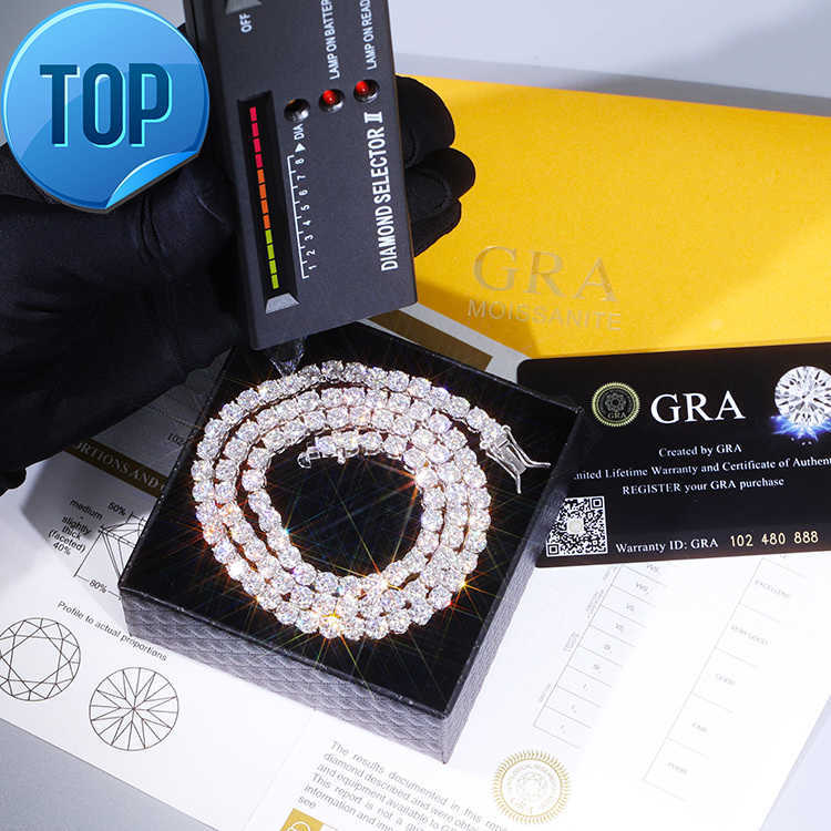 

Pass Diamond Test 2mm--5mm Wide 925 Silver Gold plated Moissanite diamond tennis necklace/bracelet chain For Hiphop Jewelry