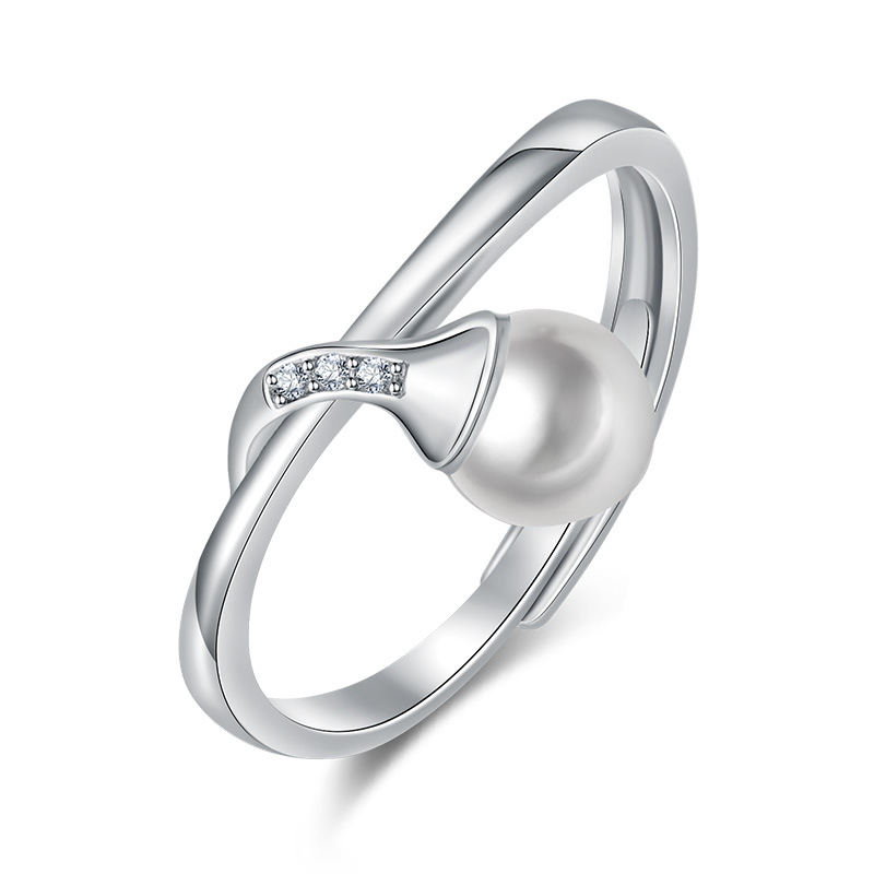 

Creative Pearl Rings Rose Gold/Platinum Color Silver Ring Jewelry for Women