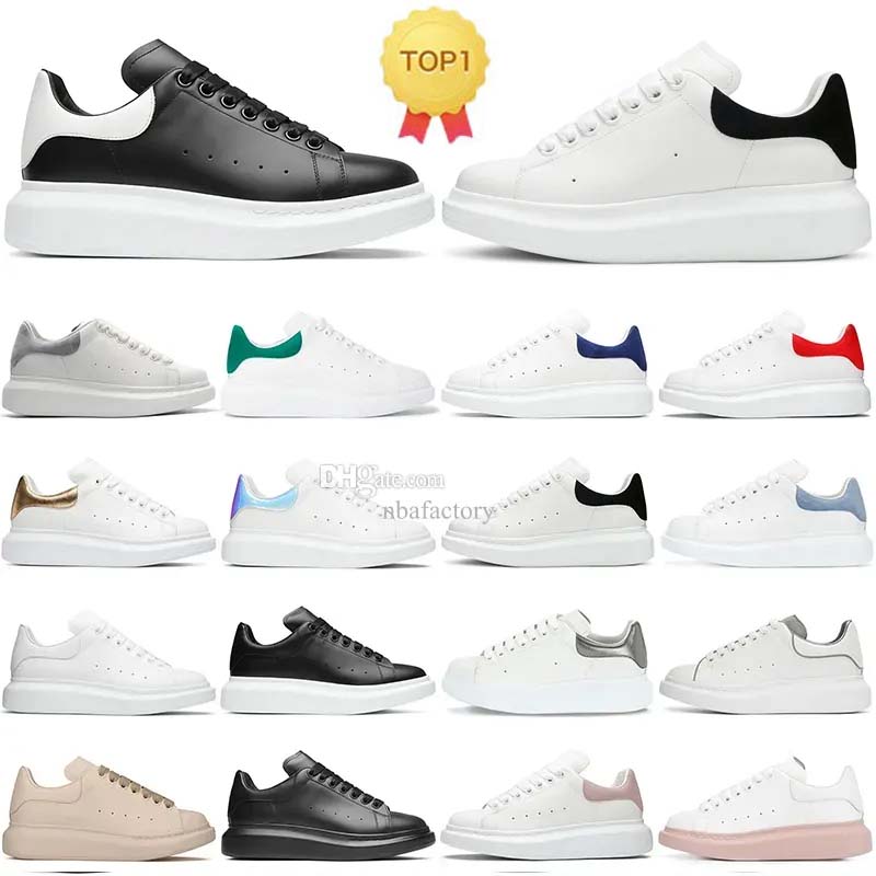 

Men women designer white Black shoes suede leather womens flats platform alexander mc queens oversized sneaker mens espadrille flat sole mqueens sneakers