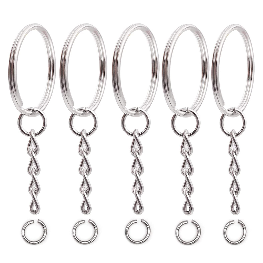 

20pcs Key Chain Rings Metal Blank Keychain with Jump Ring for Pendants Keyfob Key Holder DIY Jewelry Making Crafts Accessories