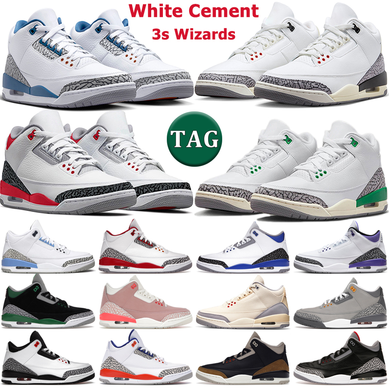

2023 3 Basketball Shoes Men Women 3s White Cement Reimagined Wizards Fire Red Dark Iris Lucky Green Unc Racer Blue Black Cement Rust Pink Mens Trainers Sports Sneakers, 36