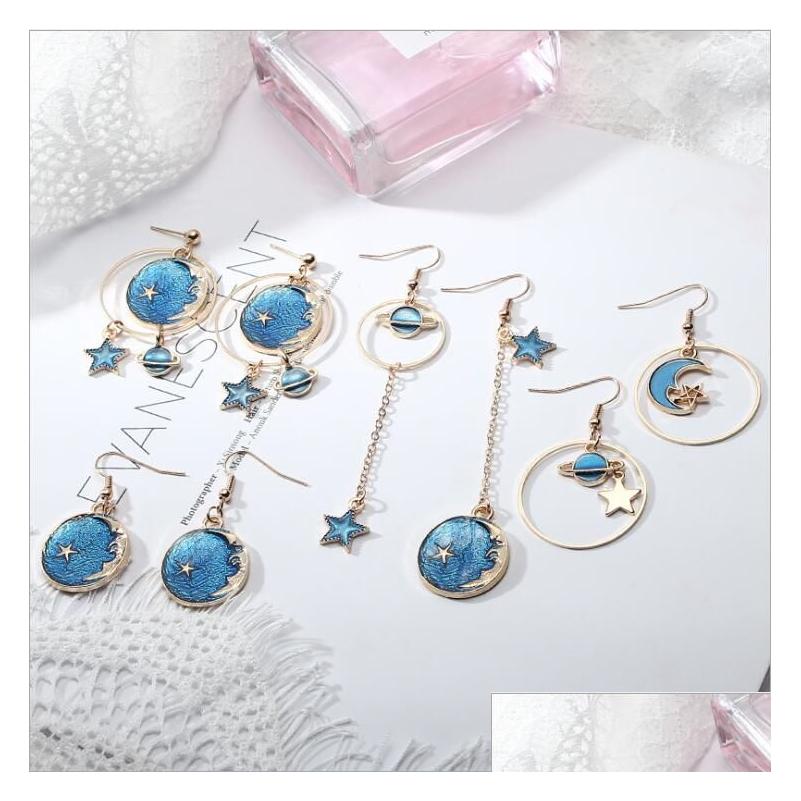 

Dangle Chandelier Womens Blue Starry Planet Earrings Gsfe001 Fashion Gift National Style Women Diy Jewelry Earring Drop Delivery Dhqfz