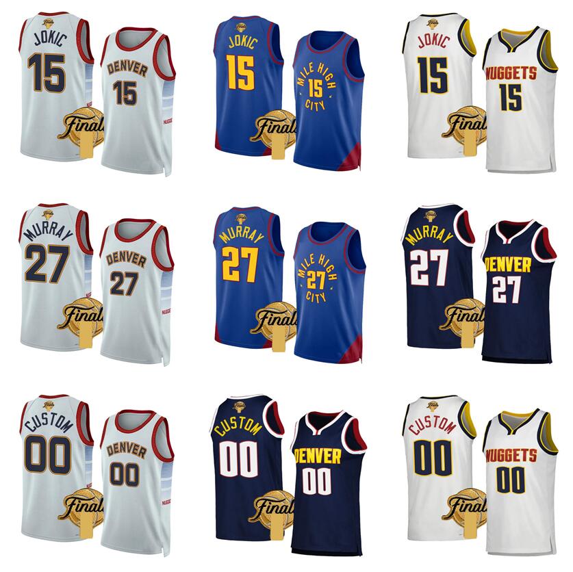 

Stitched Finals jersey S-6XL 15 Jokic 27 Murray 1 Porter Jr 50 Gordon 5 Caldwell-Pope 11 Brown 2023 finals white blue Men Women kids city Basketball Jerseys, With logo