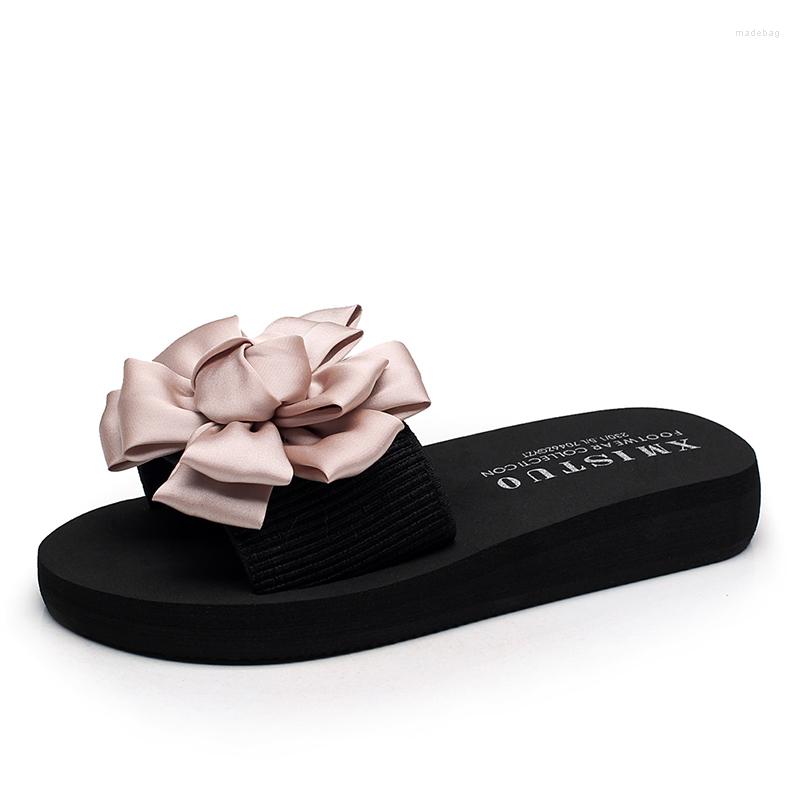 

Slippers Flowers Woman Beach Flip Flops Summer Sandals Slip- Resistant Women Platform High-quality Shoes, Deep green