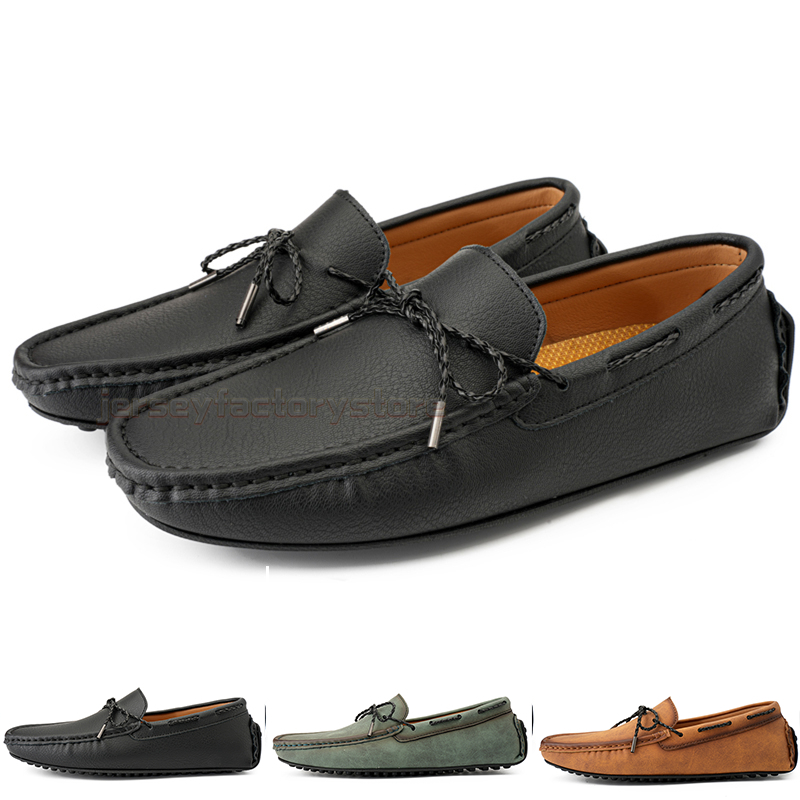 

Fashion Mens Casual Shoes Drive Comfortable Breathable Daily Men Leather Scrub Hundred Leisure Black Slip On Man Lazy Overshoes Sneakers Jogging Walking Shoe B0138, Color-3