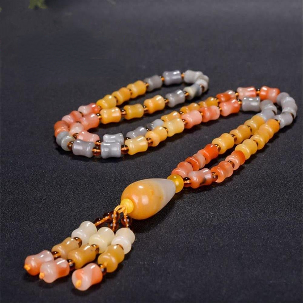 

Natural Golden Silk Jade Necklace Charms Fashion Jade Men Women Bracelet Sweater Chain Souvenir Holiday Gift