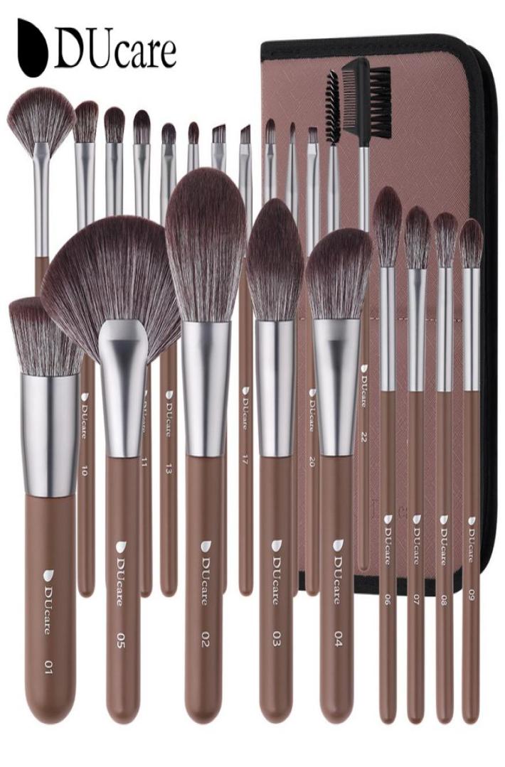 

DUcare Makeup Brushes 22Pcs With Foldable BAG Nylon Hair Fan Powder EyeShadow Blending Eyeliner Eyebrow Cosmestic Make up Brush 223913227