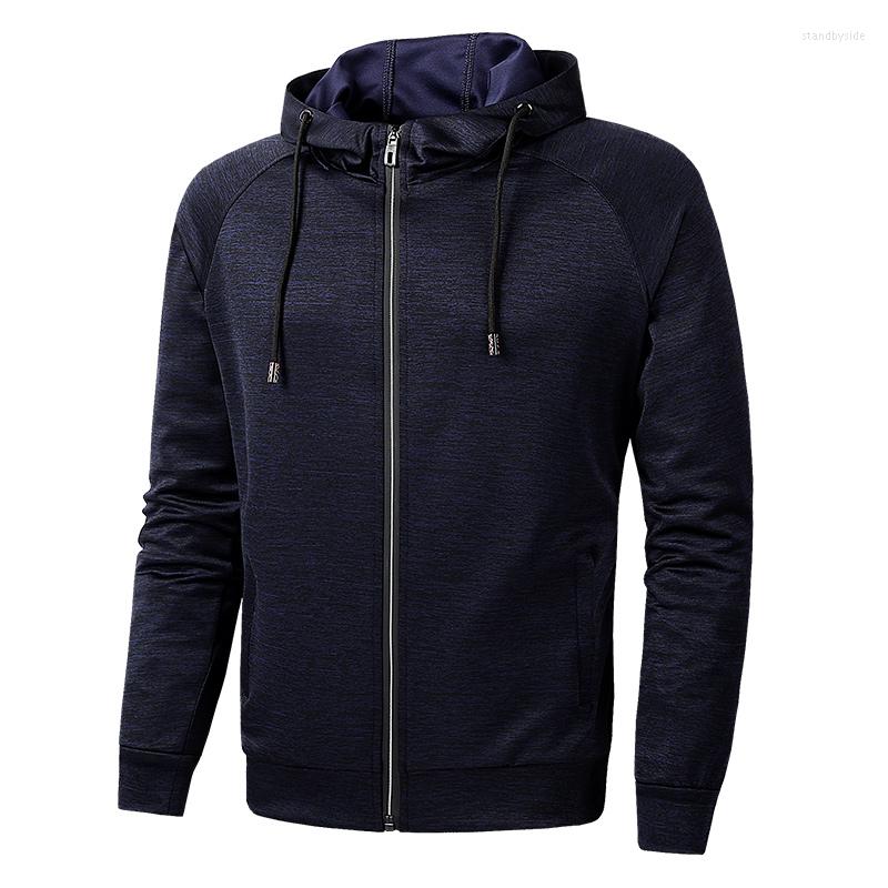 

Men's Hoodies Autumn Men's Sports Running Cotton Sweater Outdoor Fitness Elastic Quick-Drying Jogging Stand-Up Collar Zipper Jacket, Xd1801-light blue