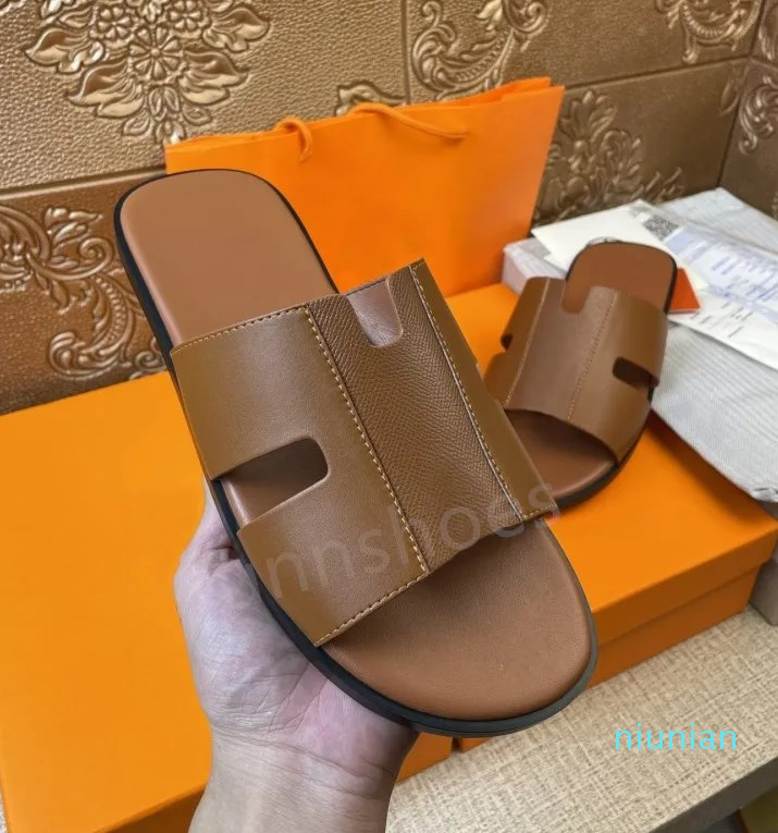 

sandal Luxury designer leather ladies sandals summer flat shoes fashion beach men slippers letter drag Slides flip flops slipper big size 38-46, 15
