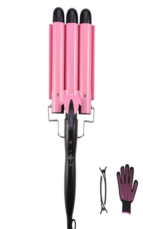 

Curling Irons 2032mm Hair Curler Ceramic Iron Triple Barrels Professional Waver Tongs Styler Tools for All Types 2210177029030