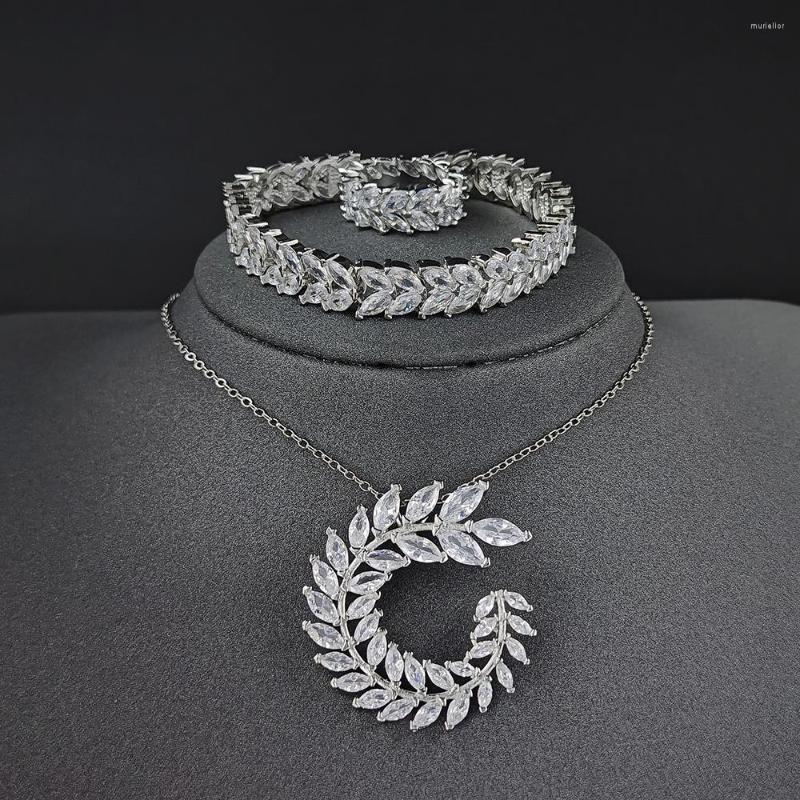 

Necklace Earrings Set 3pcs Pack 2023 Luxury Marquise Wedding Bridal For Women Lady Anniversary Gift Jewelry Drop J7264, Picture shown