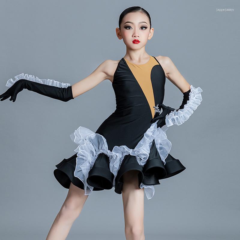 

Stage Wear Girls Black Latin Dance Dress Ballroom Competition Prom Tango Chacha Salsa Dancing SL7634