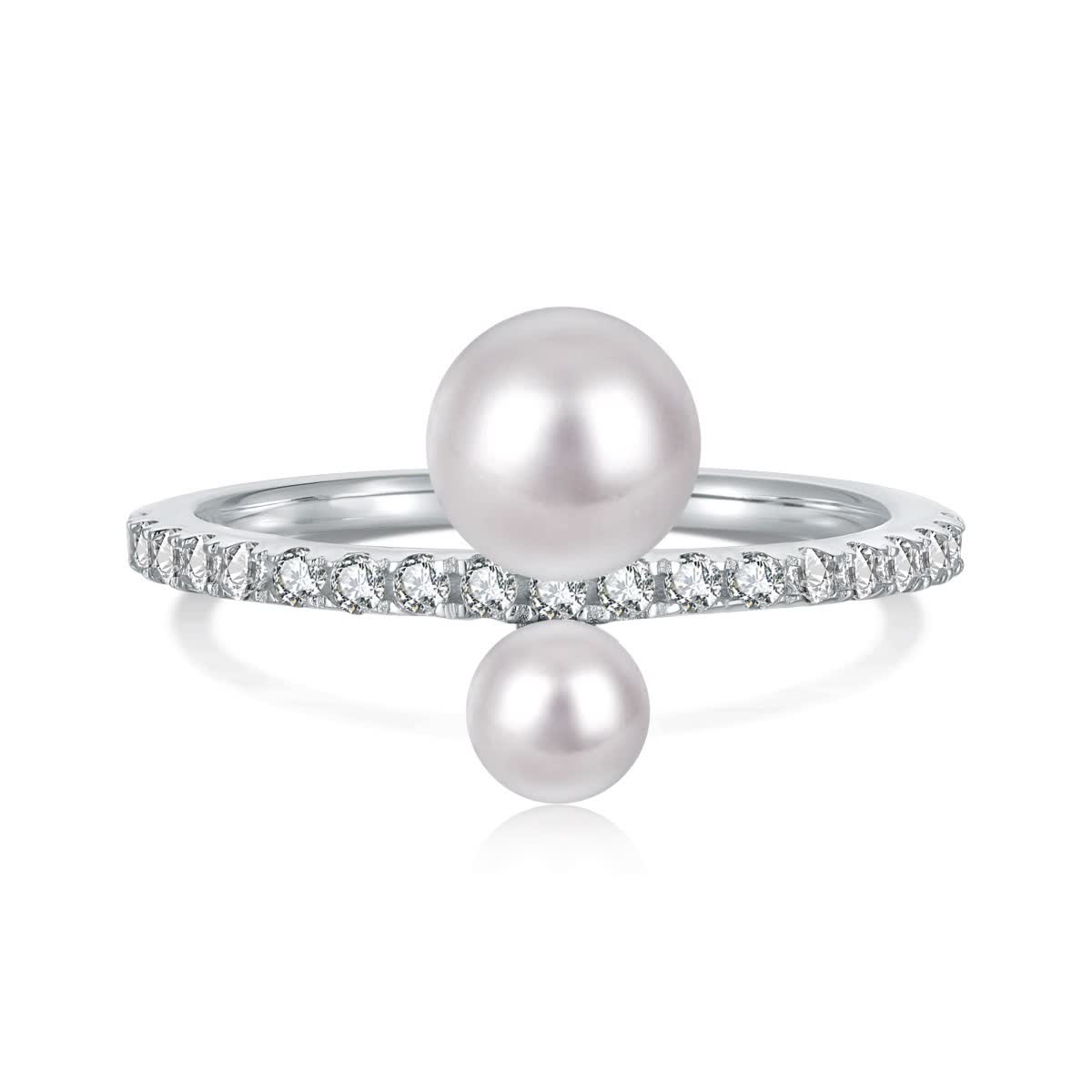 

GemKing DY120657 Elegant Women Fine Jewelry S925 Silver 5A Cubic Zirconia Shell Pearl Eternity Halo Band Wedding Rings