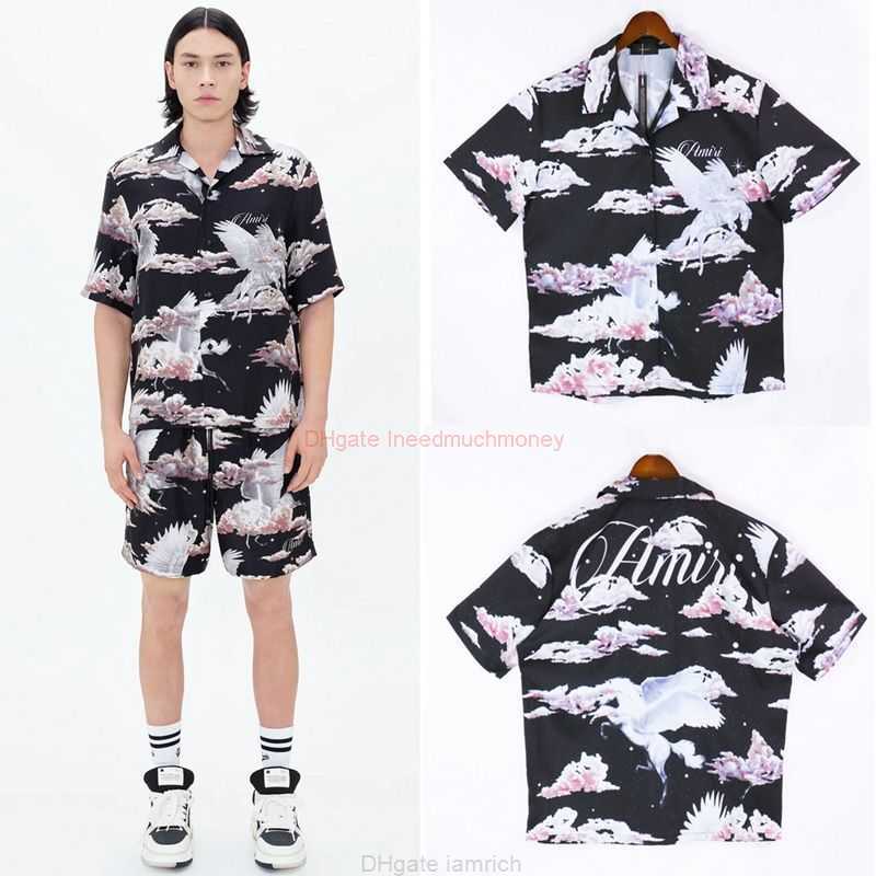 

Designer Fashion Clothing Amires Tees Am Tshirt Amies New American Fashion Brand Pegasus Xiangyun Personalized Printed Shirt High Street Loose Casual Men Women Sho