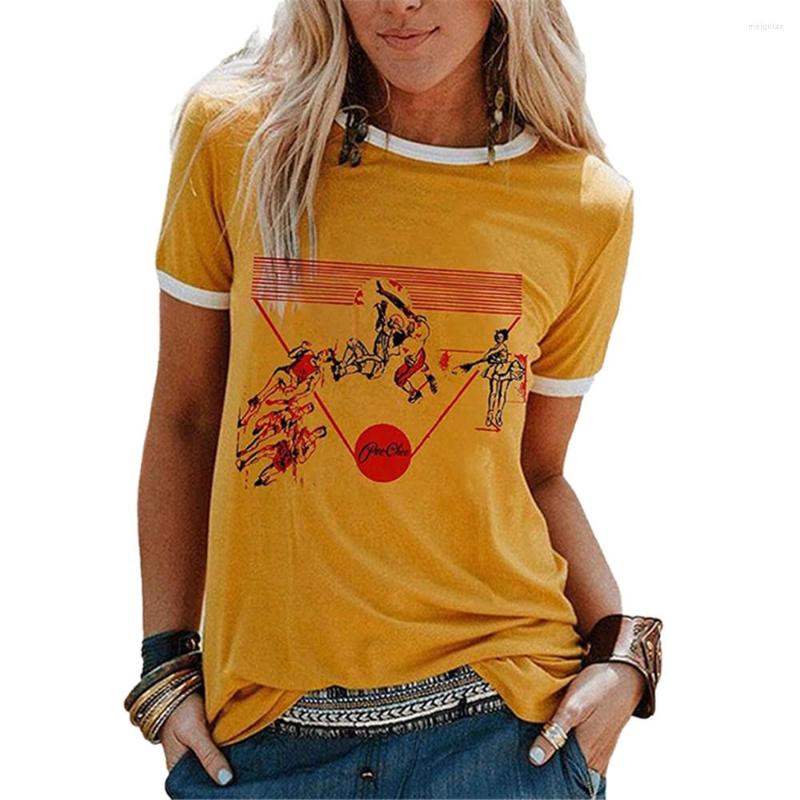 

Women' T Shirts Pee Chee Vintage Athlete Graphic Tees Shirt For Women White Patchwork Crewneck Short Sleeve Yellow T-shirt Summer Aesthetic