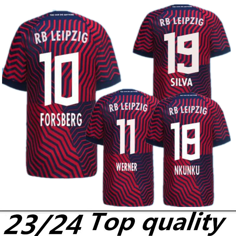 Maillots de football Silva 2023 FORSBERG Camiseta Maillot Szoboszlai POULSEN Sorloth 2023 2024 loin rouge Maillots de football Uniforme RBL Nkunk