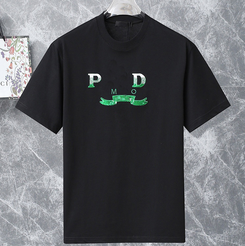 

Mens T-shirt Top designer tshirt triangle p letter Embroidered T-shirt crewneck casual classic short sleeve 002, White 1