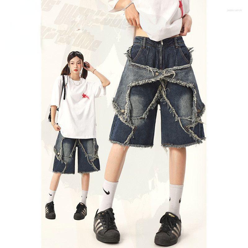 

Women' Shorts Harajuku Vintage Denim Women 2023 Summer Fashion Pentagram Patch Casual American Street All Match Loose