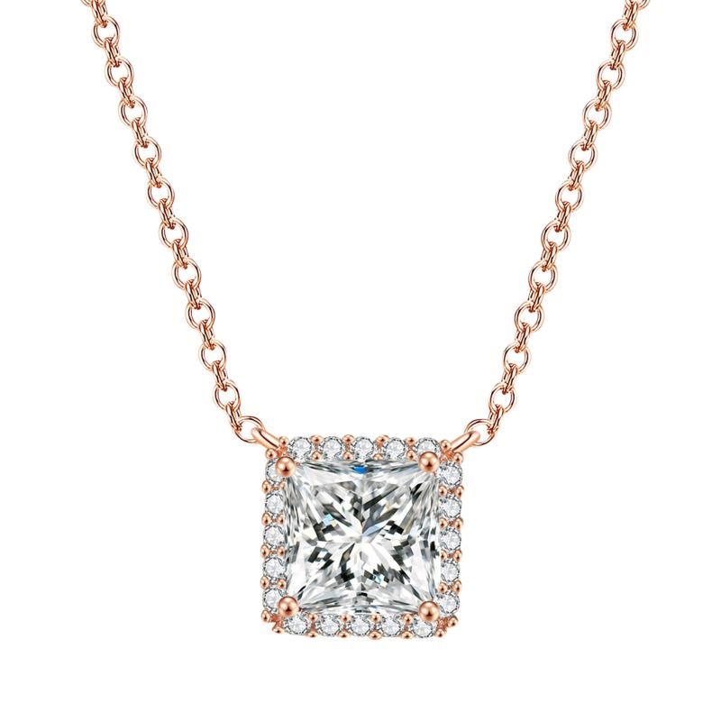 

Chains Design Women Fashion Square Zircon Pendant Necklace Clavicle Chain Jewelry Daily Valentine's Day Gifts Accessories