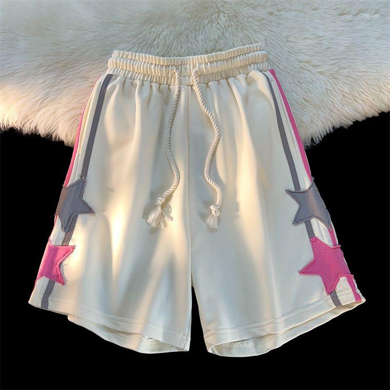 

Women' Shorts Sweet High Waist Women 2023 Summer American Striped Pentagram Patch Fashion Casual College Style Loose