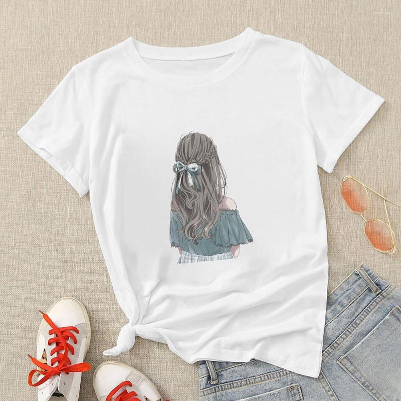 

Women' T Shirts Beautiful Girl' Back Figure Women T-shirts Short Sleeve Printing Unique Design Fashion Casual Versatile White Tops, 21xx2639-t-white